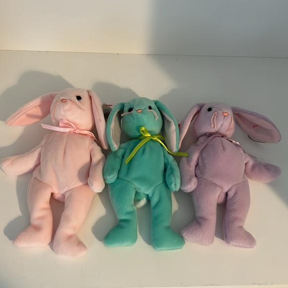 NWT HIPPITY, HOPPITY, FLOPPITY set if 3 bunnies by Ty Beanie Babies 90’s!! - Picture 14 of 14